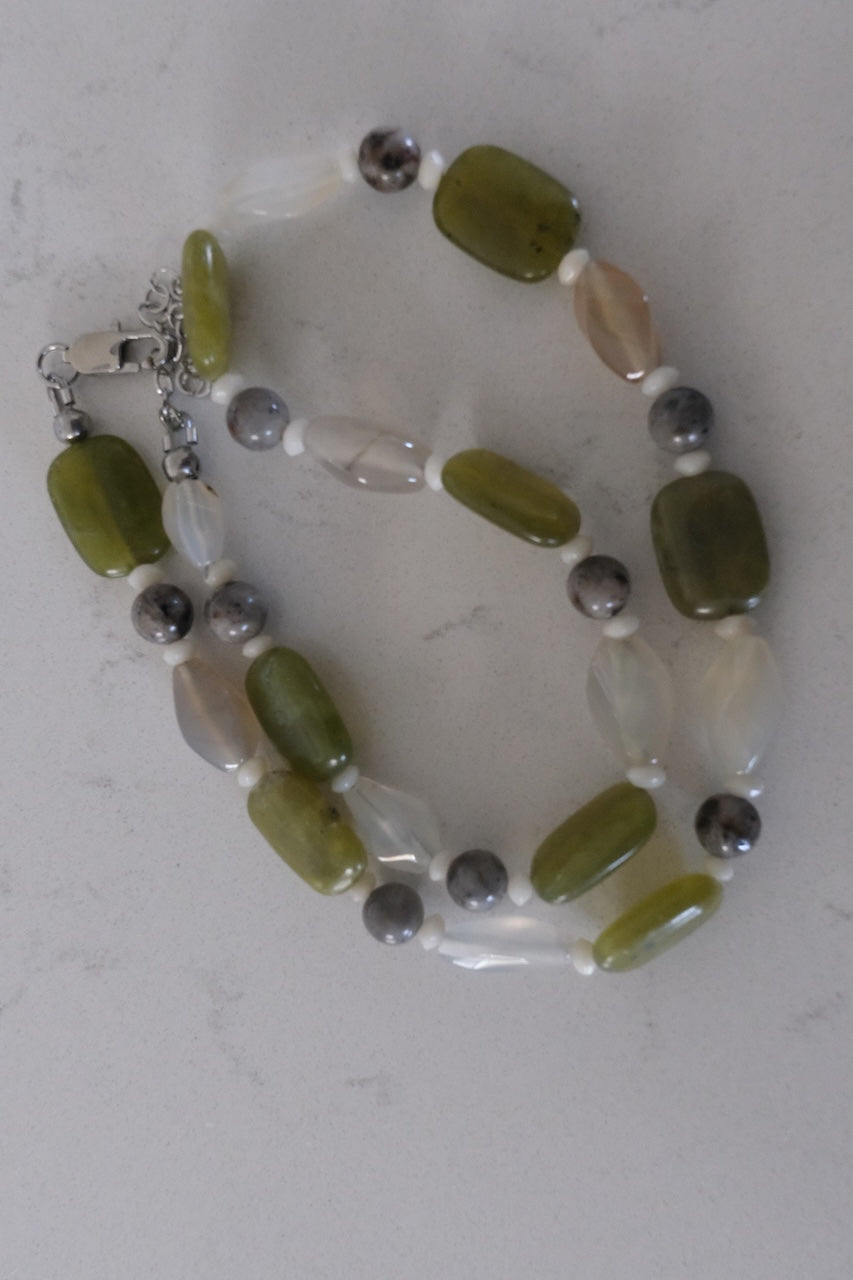 Green and White Necklace