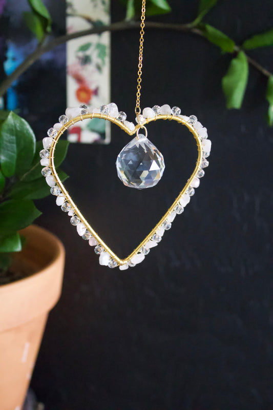 Rose Quartz Heart suncatcher