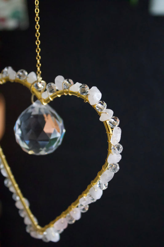 Rose Quartz Heart suncatcher