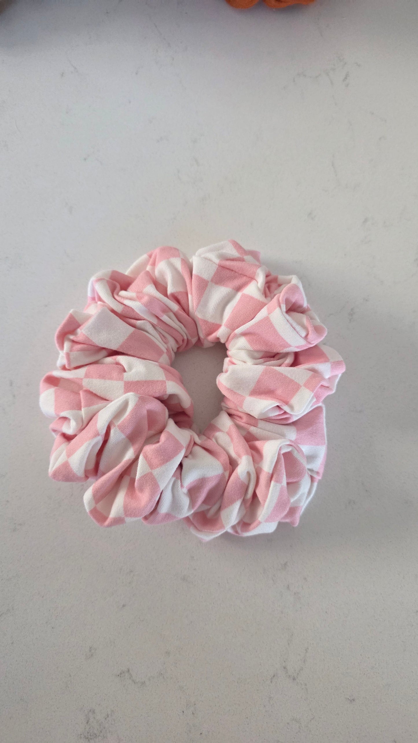 Pink Checker Scrunchie