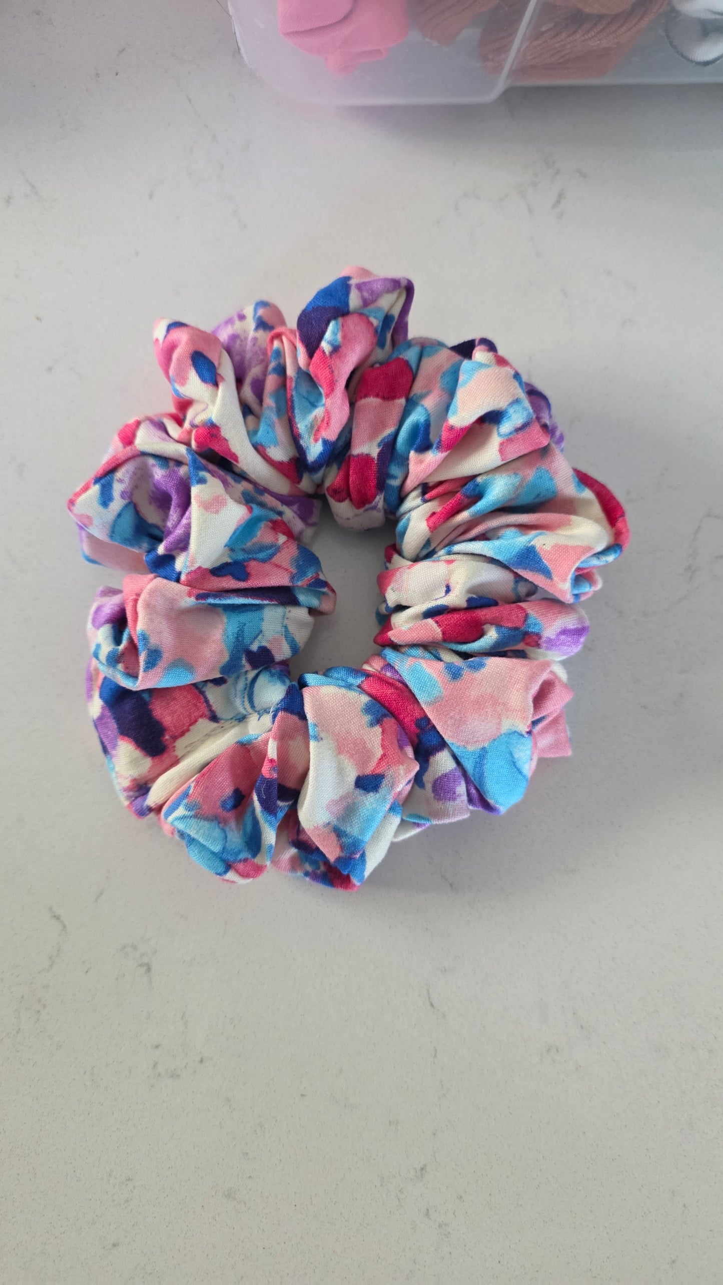 Blue Watercolor Scrunchie
