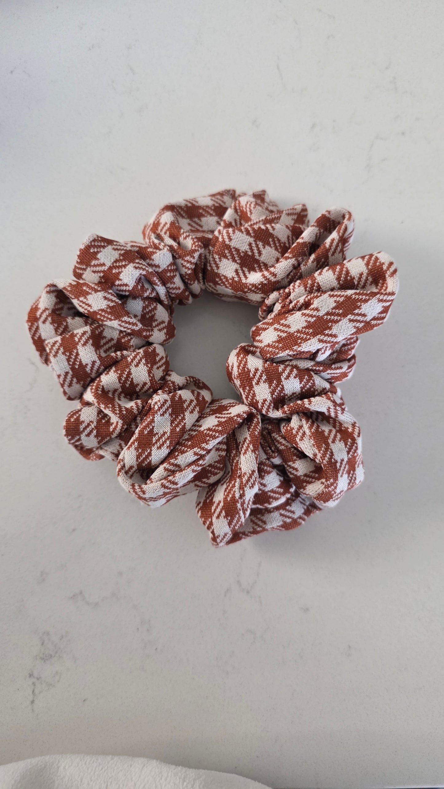 Brown Plaid Scrunchie