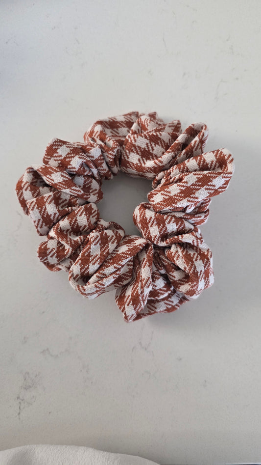 Brown Plaid Scrunchie